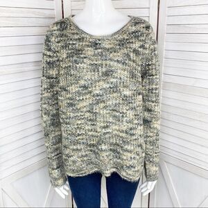 Rewind Marbled‎ Loose Weave Sweater Gray Tan Medium Pullover
